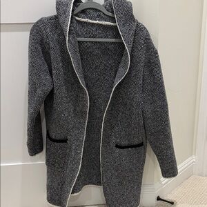 SHEIN Black and White Hooded Cardigan